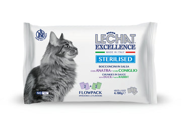 Excellence - Cat Wet Pouches Flow Pack STERILIZED duck/rabbit - Pack of 4